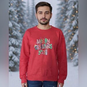Unisex Red Holiday 'Merry Christmas Y'all' Crewneck Sweat Shirt